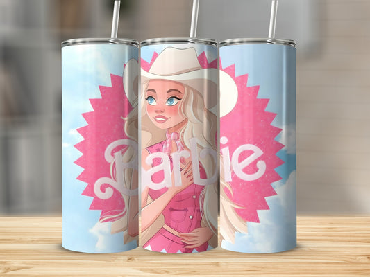 Barbie Cowgirl Design Tumbler Cup with Straw Lid