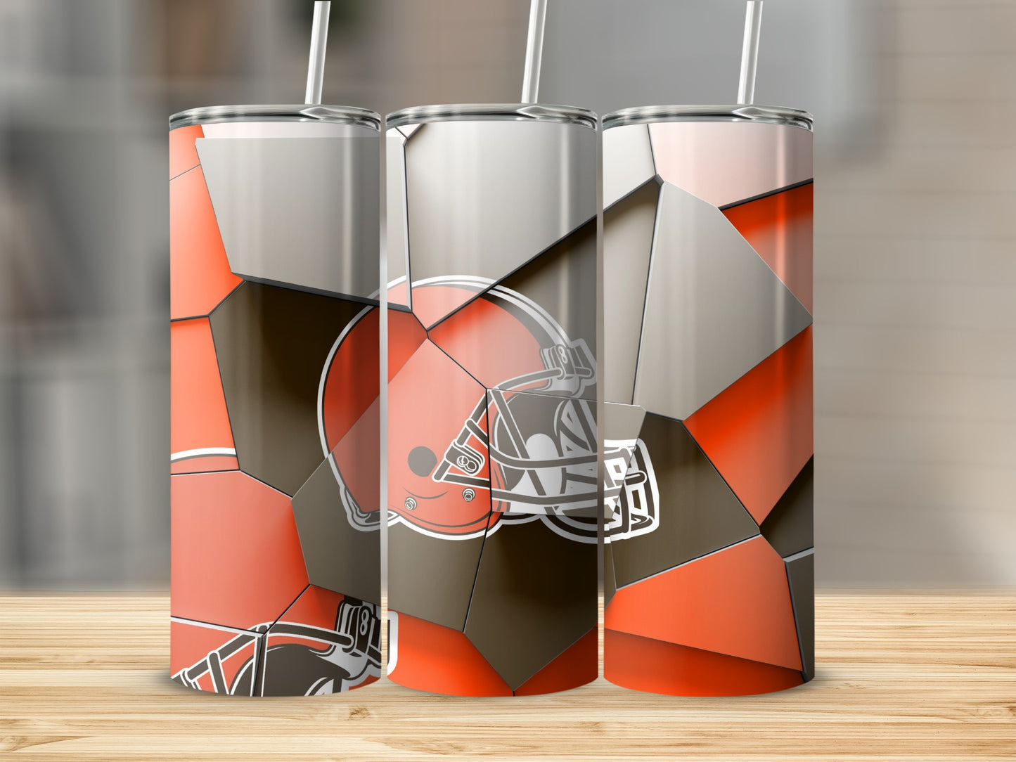 Cleveland Browns Helmet Logo Polygon Design Tumblers
