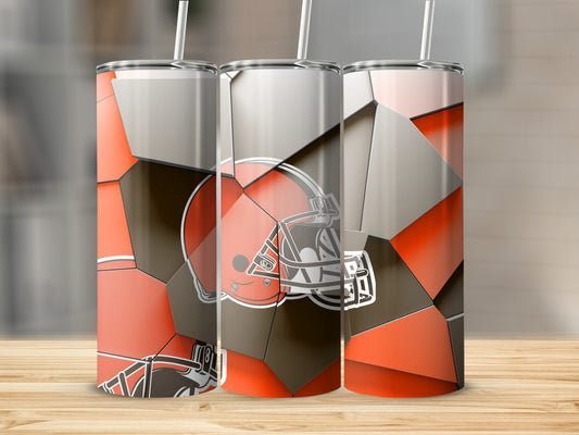 Cleveland Browns Helmet Logo Polygon Design Tumblers