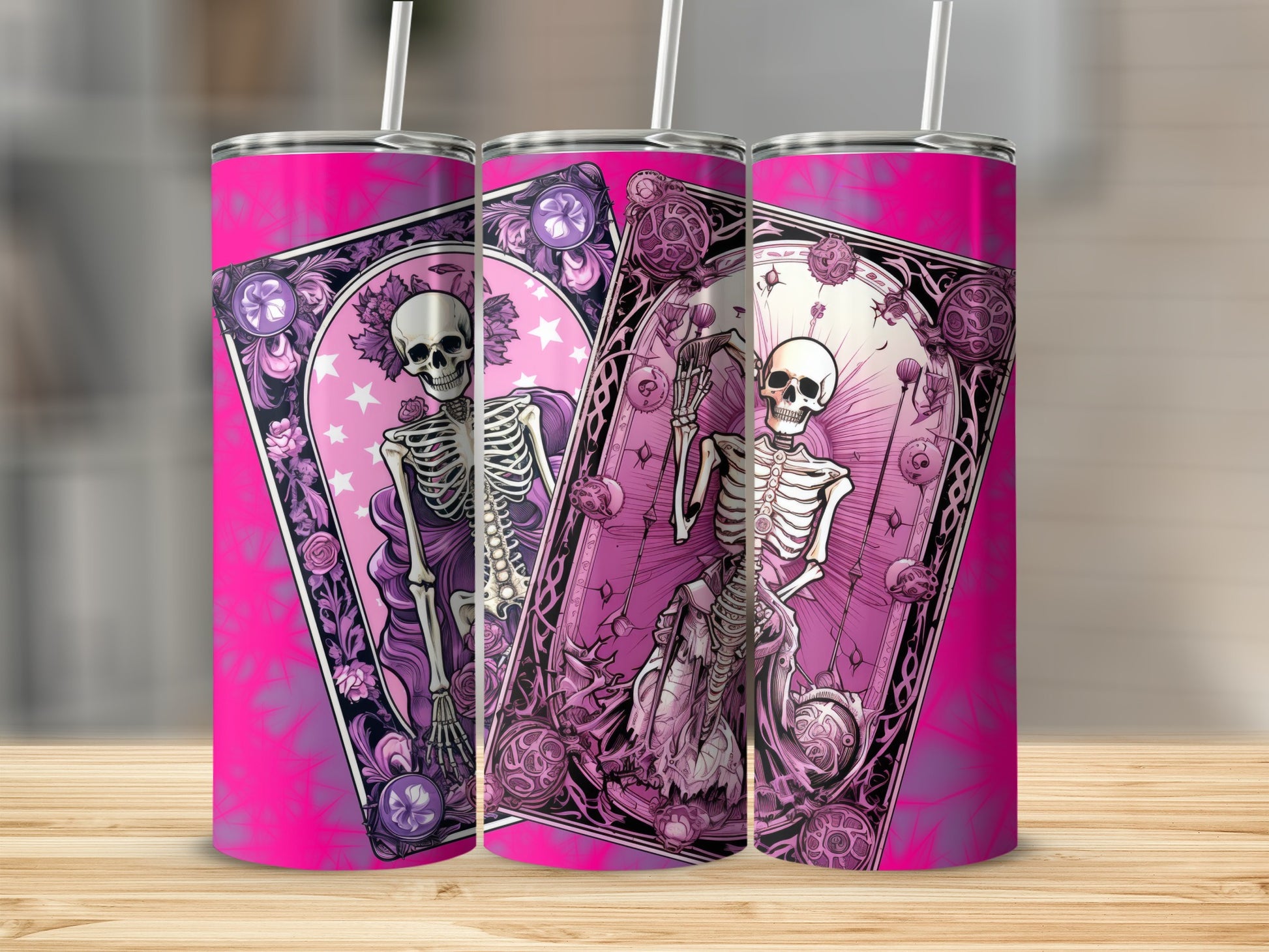Pink Skeleton Themed Drinkware for Halloween Season