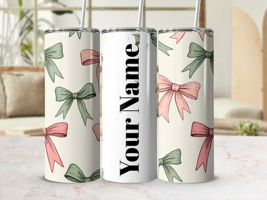 Customizable Bow Pattern Tall Tumbler for Personalized Gifts