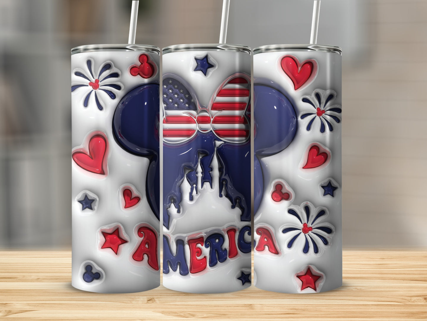 Minnie Mouse America Flag Bow Castle Stars Hearts product type