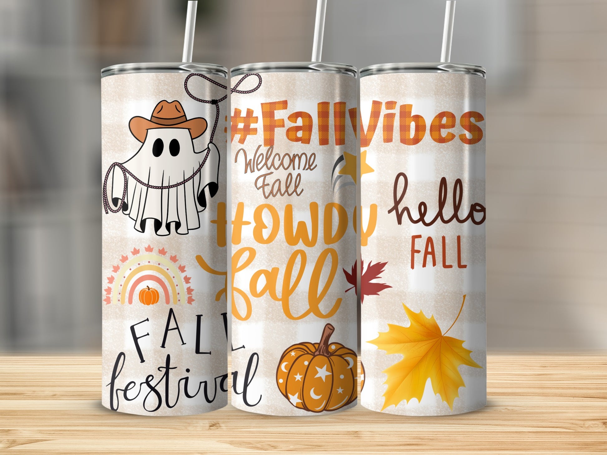 Fall Festival Vibes Tumbler with Seasonal Graphics