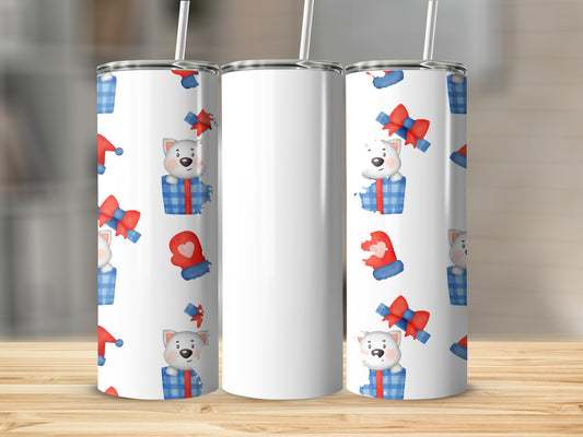 Christmas Polar Bear and Gift Pattern Tumbler