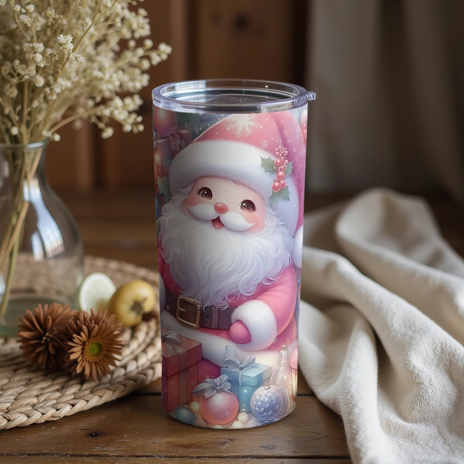 Santa Claus holding presents festive tumbler product