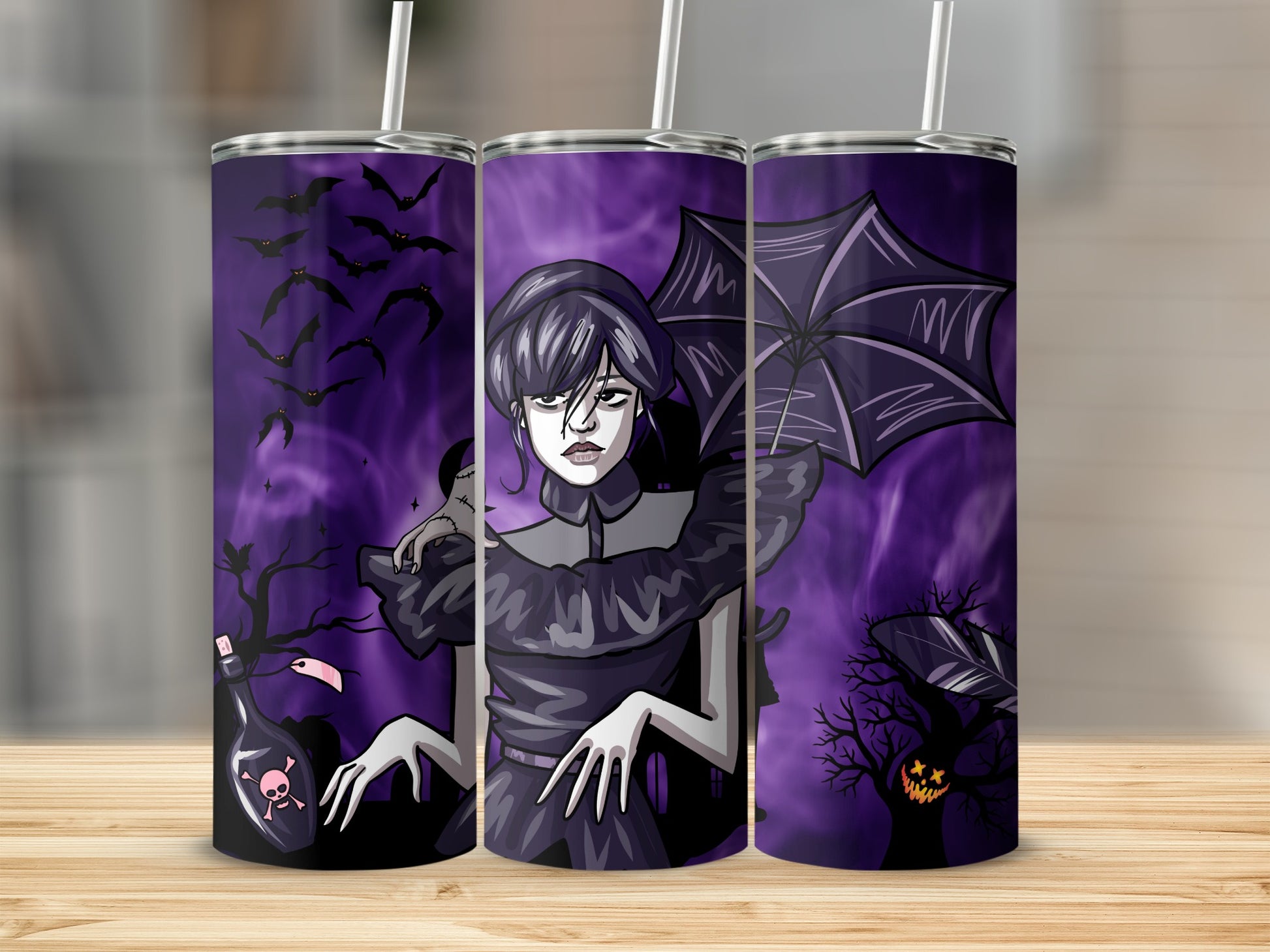 Gothic Halloween Themed Tumbler for Spooky Vibes