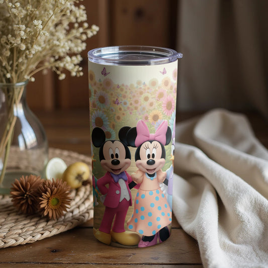 Mickey and Minnie Mouse Floral Polka Dots Tumbler