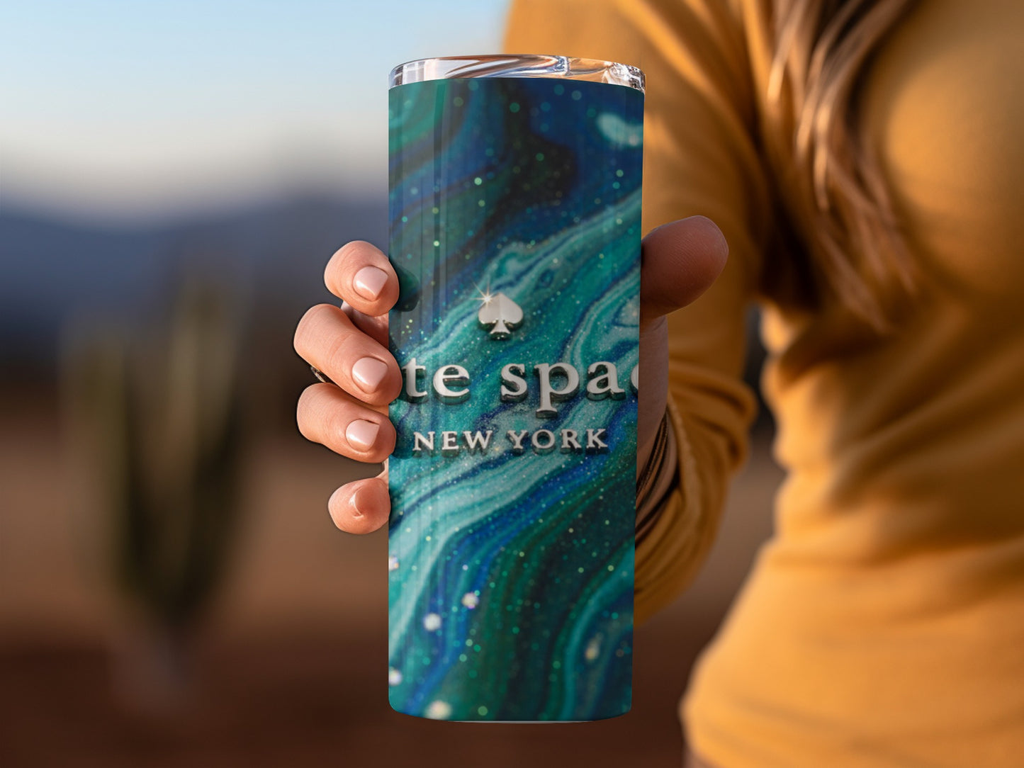 Kate Spade Inspired New York Turquoise Swirl Sparkle Tumblers