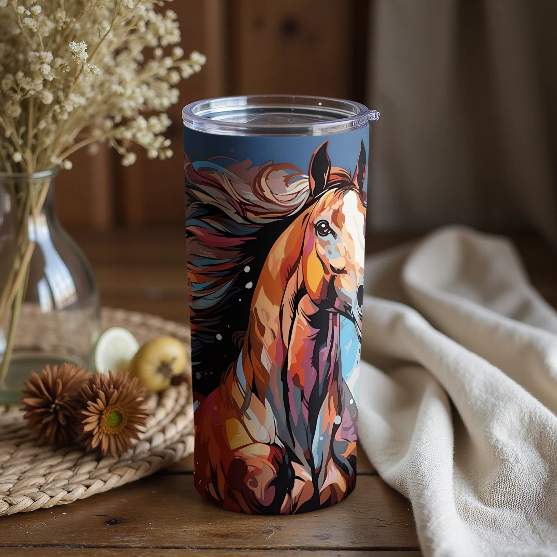 Handcrafted Horse Art Insulated Beverage Tumbler