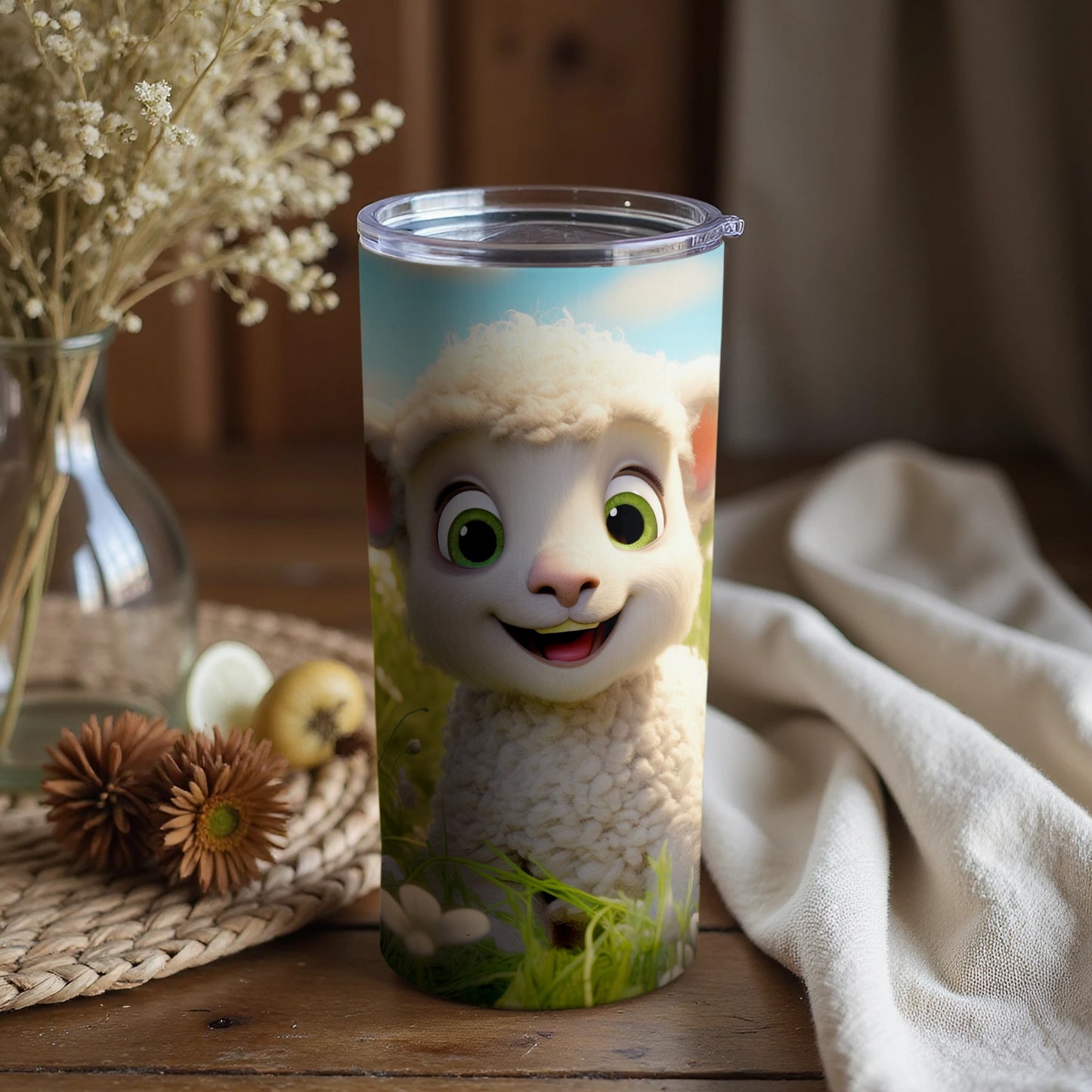 Adorable Lamb Character Tumbler for Kids and Adults