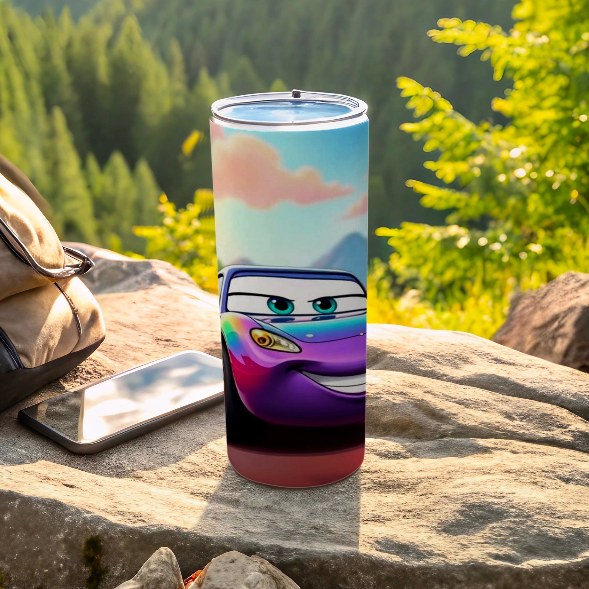Vibrant Cartoon Car Design Insulated Tumbler
