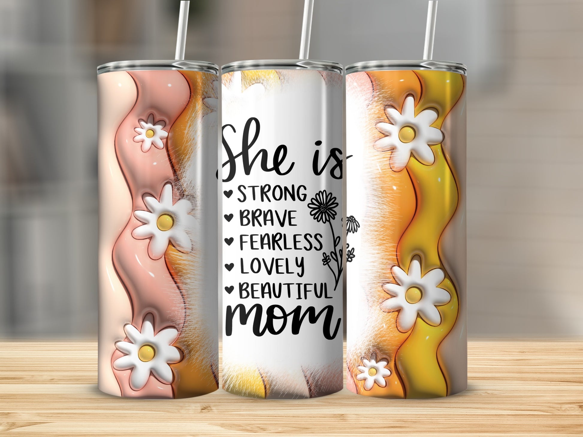 She is Strong Brave Fearless Lovely Beautiful Mom Tumbler