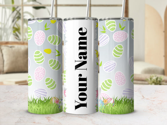 Personalized Easter Egg and Grass Design Tumbler