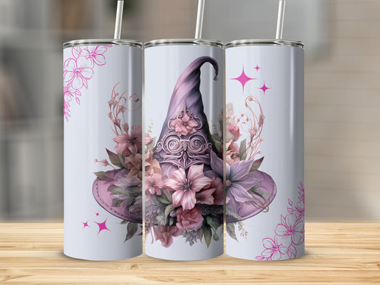 Floral Witch Hat with Flowers Design Insulated Tumbler