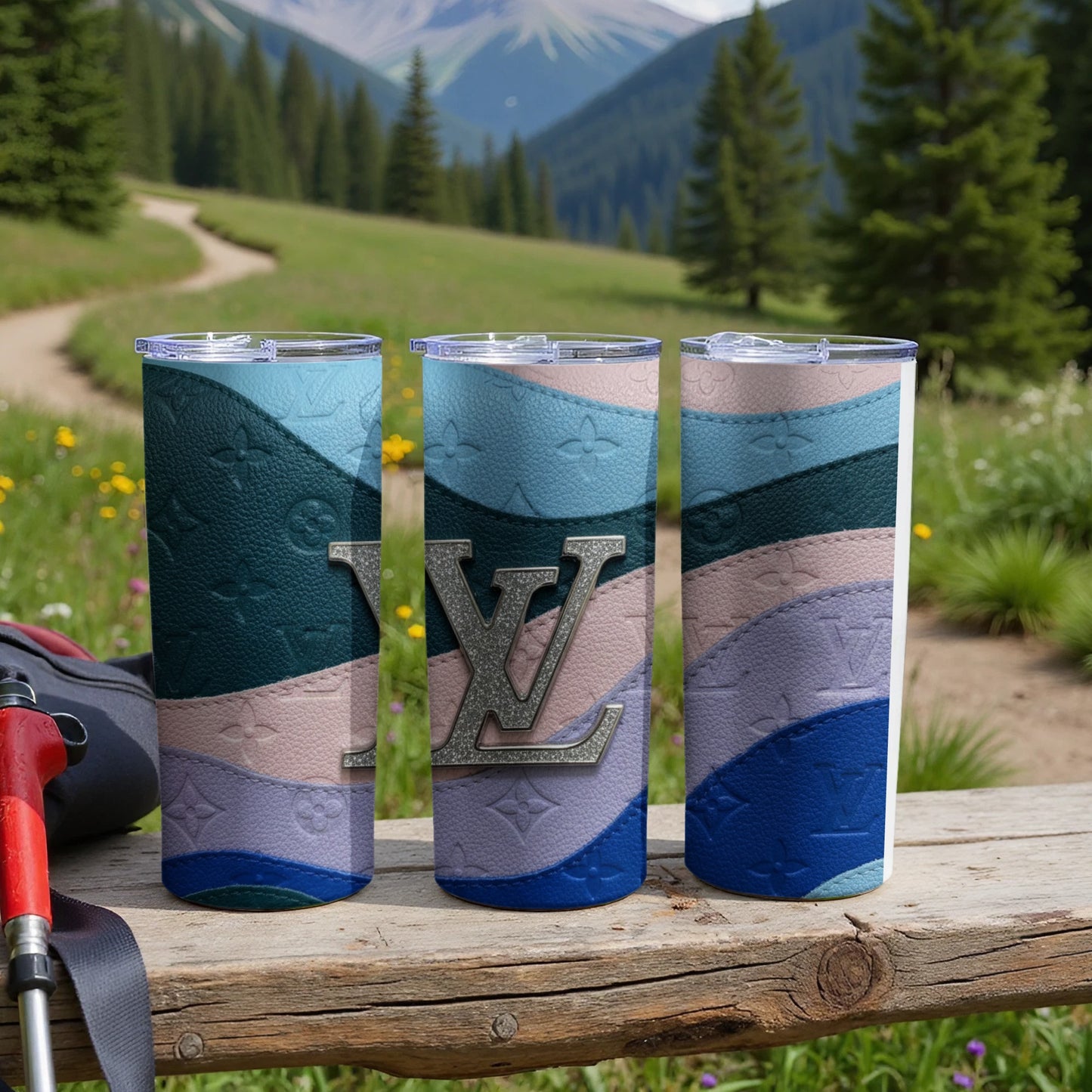 Luxurious Monogram Gradient Design Tumbler Set