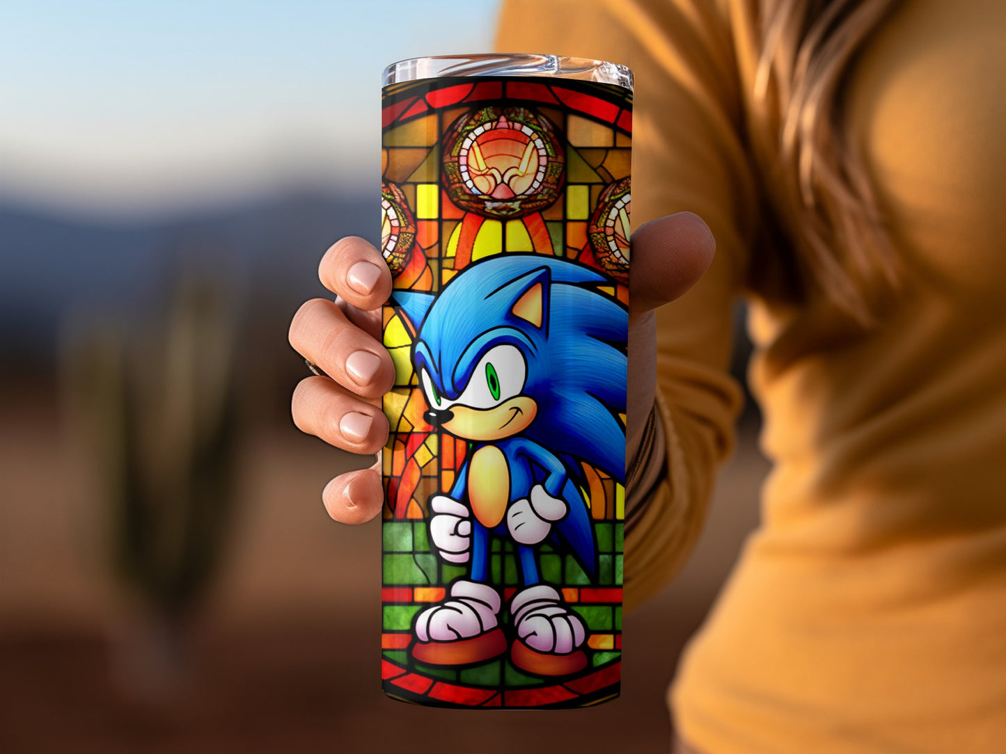 Stained Glass Sonic the Hedgehog Tumbler