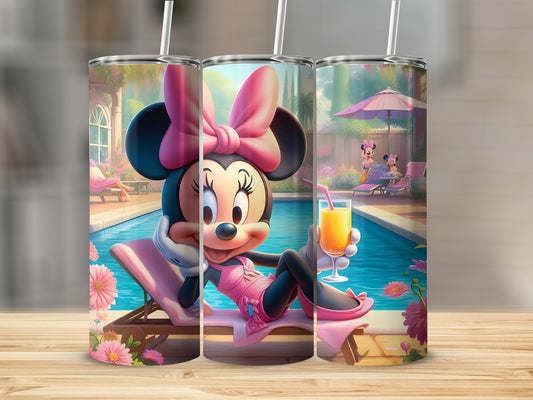 Minnie Mouse Relaxing By The Pool Custom Tumbler Cup
