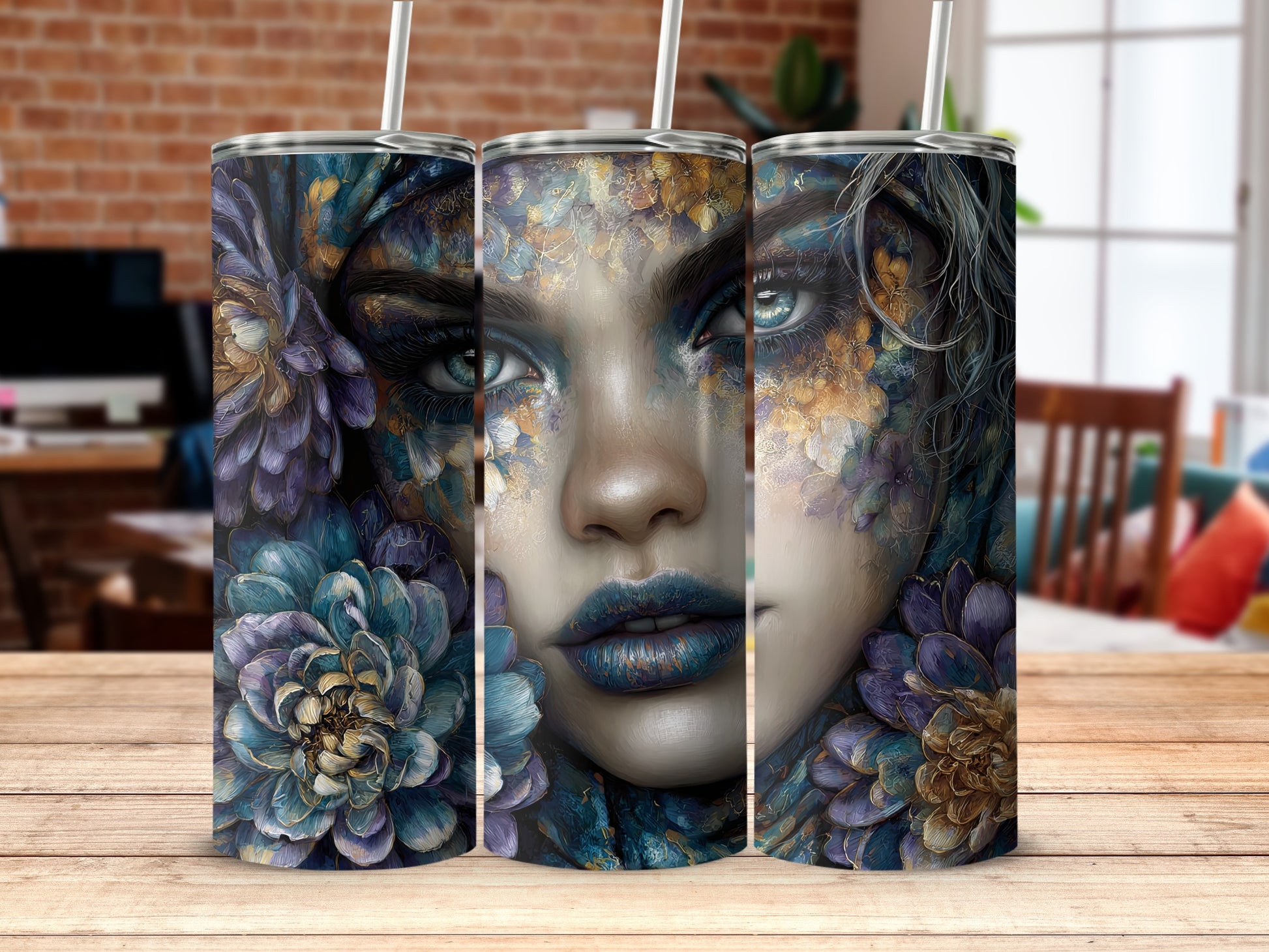 Artistic Floral Face Design Insulated Tumbler Product