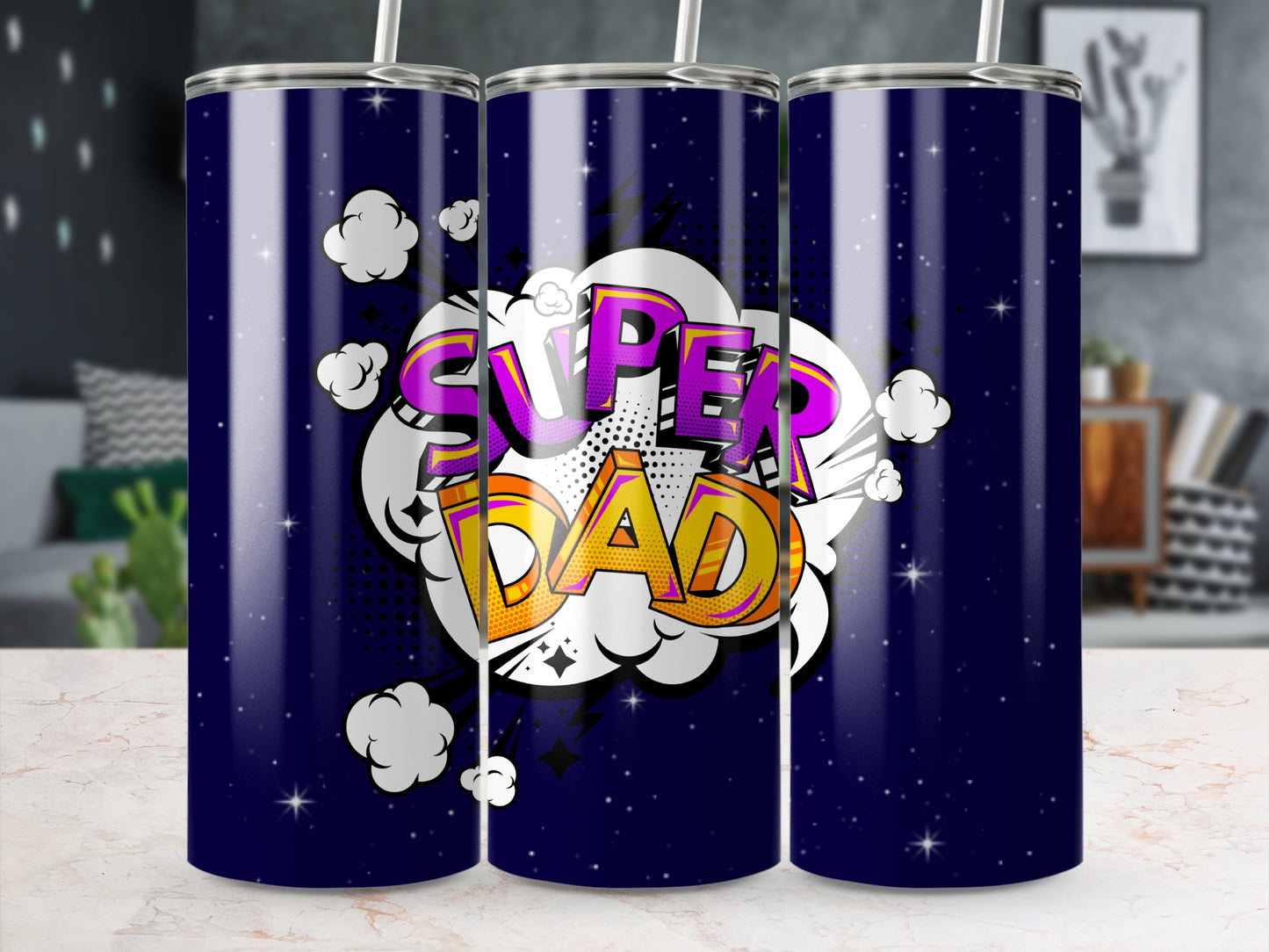 Super Dad Comic Style Tumbler Gift for Fathers