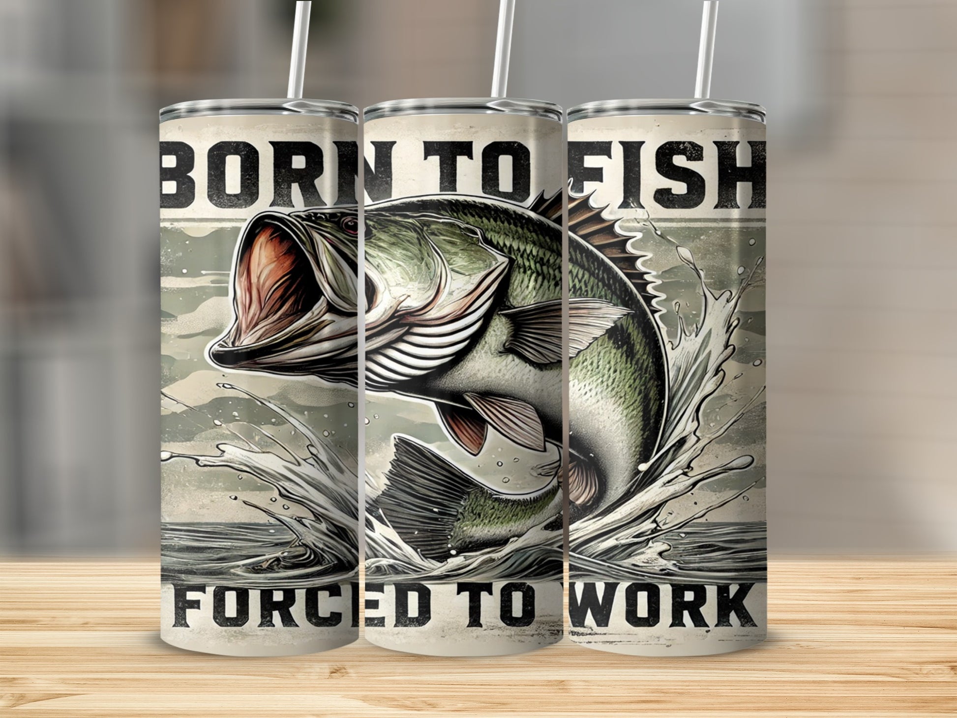 Born to Fish Forced to Work Tumbler Cup for Fishing Lovers