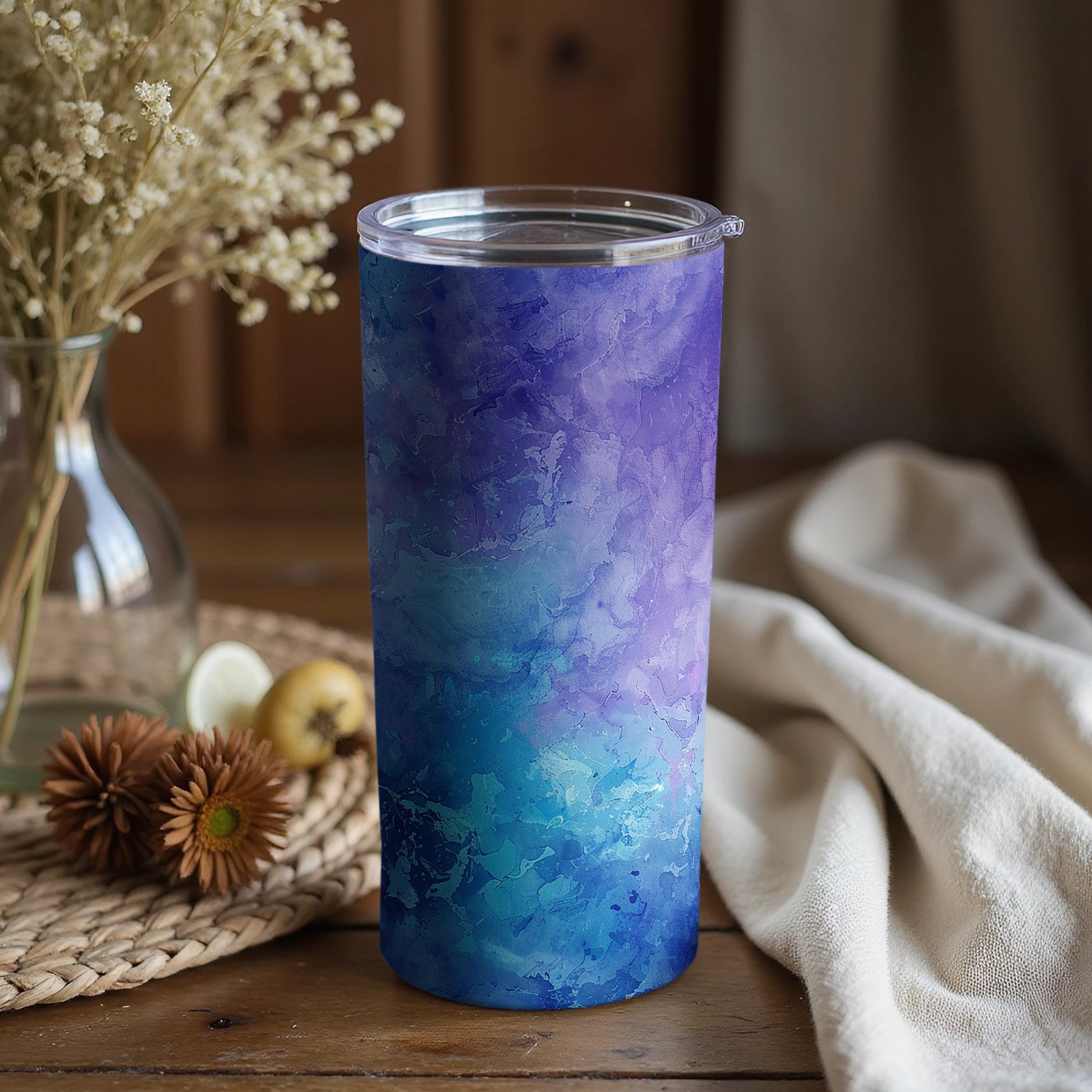 Stunning Blue and Purple Abstract Design Tumbler Product