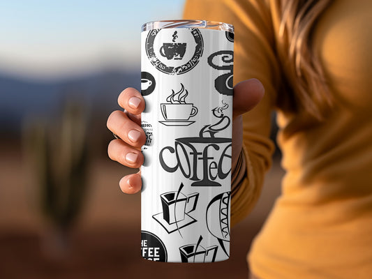 Stylish Black And White Coffee Tumbler Cup Design