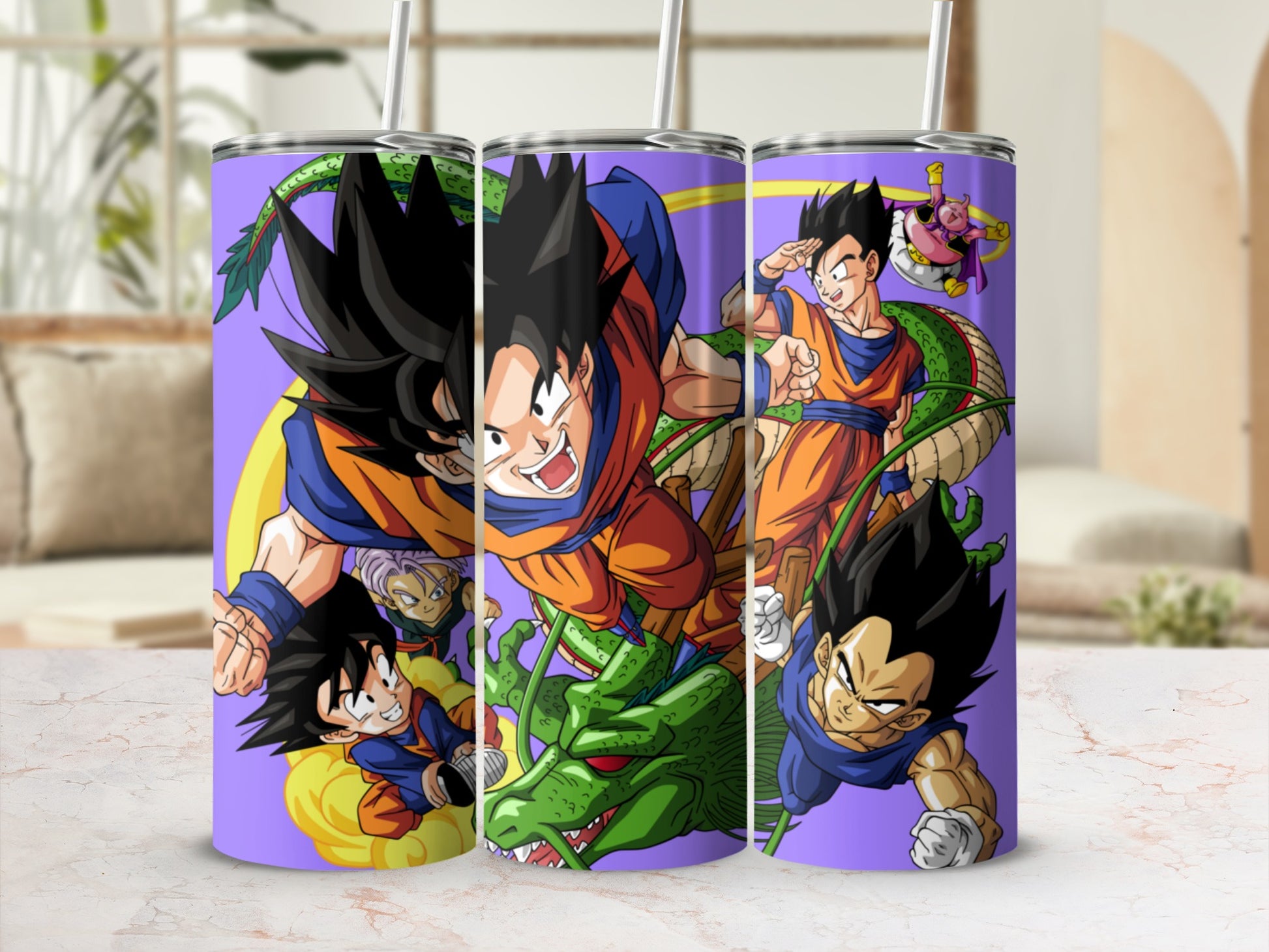 Anime-Themed Purple Dragon Shaker Tumbler Cup