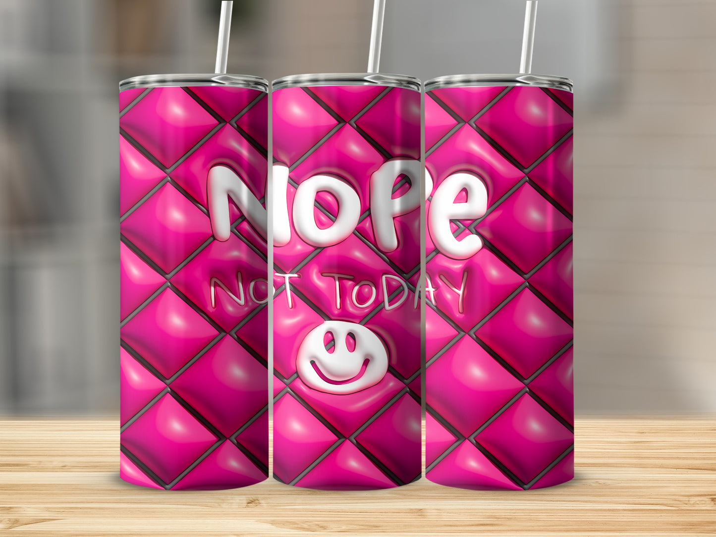 Pink Quilted Nope Not Today Smiley Face Tumbler product type
