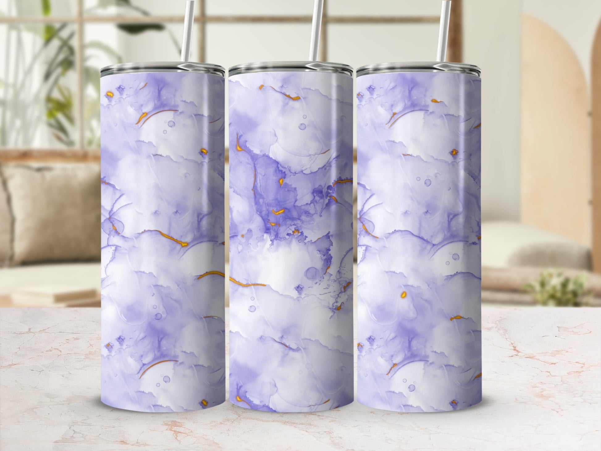 Abstract Purple Gold Alcohol Ink Fluid Tumbler product type