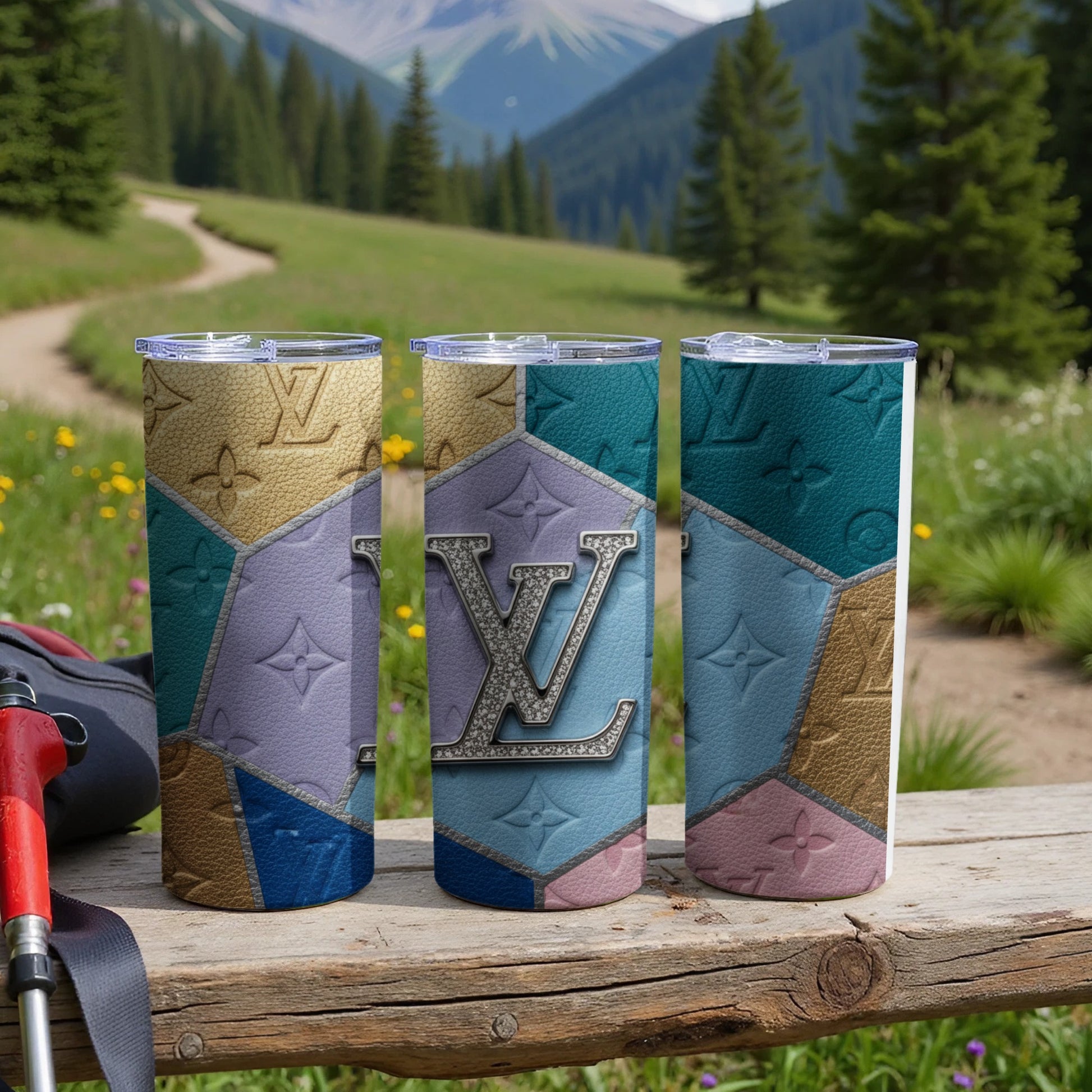 Stylish Patchwork Design Tumblers for Outdoor Adventures