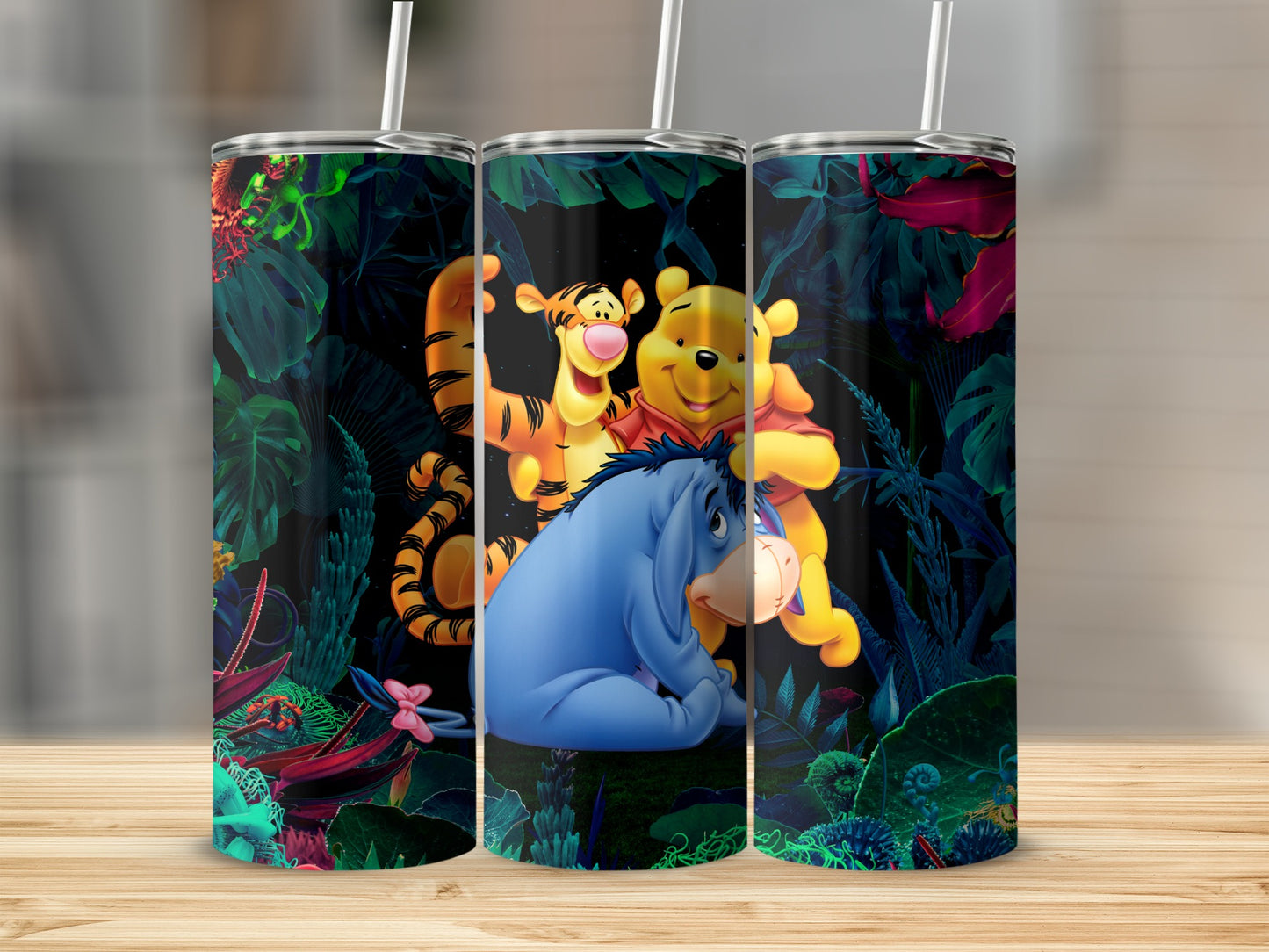 Vibrant Night Jungle Tumbler with Beloved Characters
