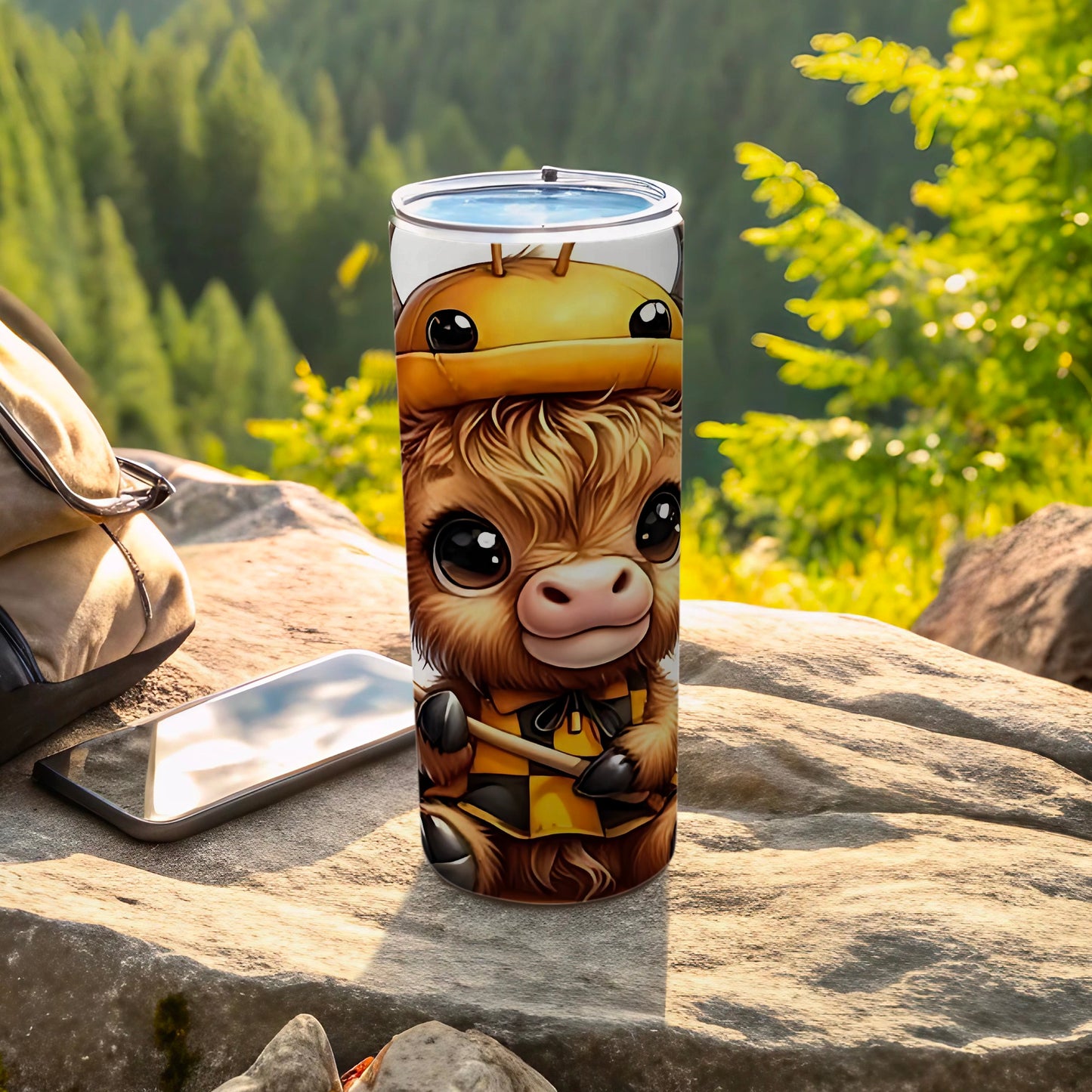 Cute Highland Cow Art Insulated Tumbler for Travel