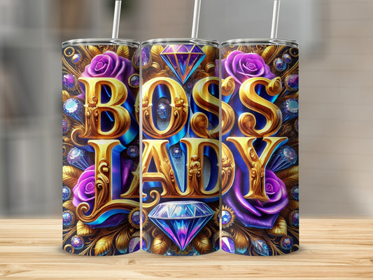 Boss Lady Gold and Purple Floral Tumbler product
