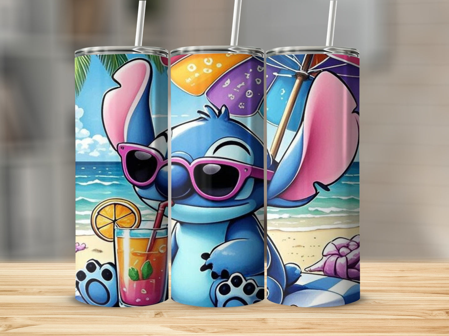 Cartoon Character Enjoying Beach in Sunglasses Tumbler
