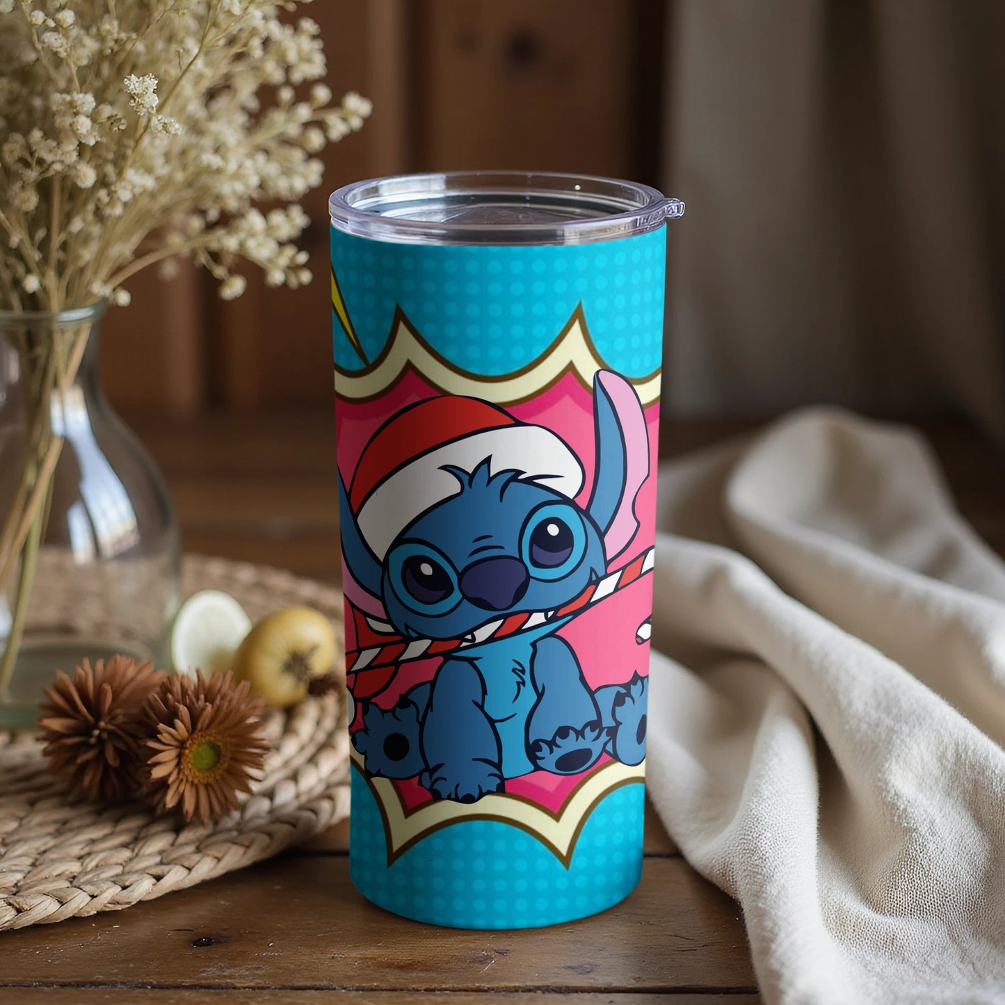 Adorable Blue Cartoon Character Holiday Tumbler Cup