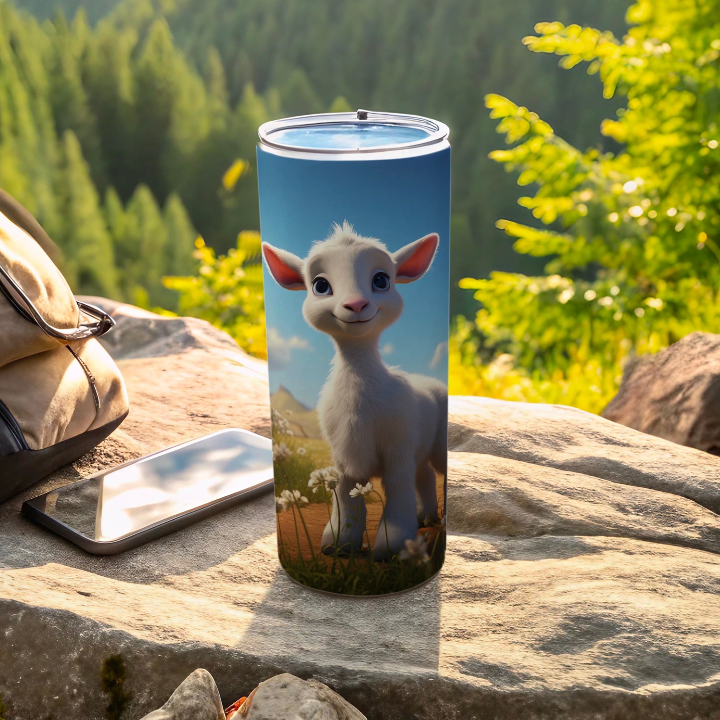Adorable Cartoon Baby Goat Insulated Travel Mug