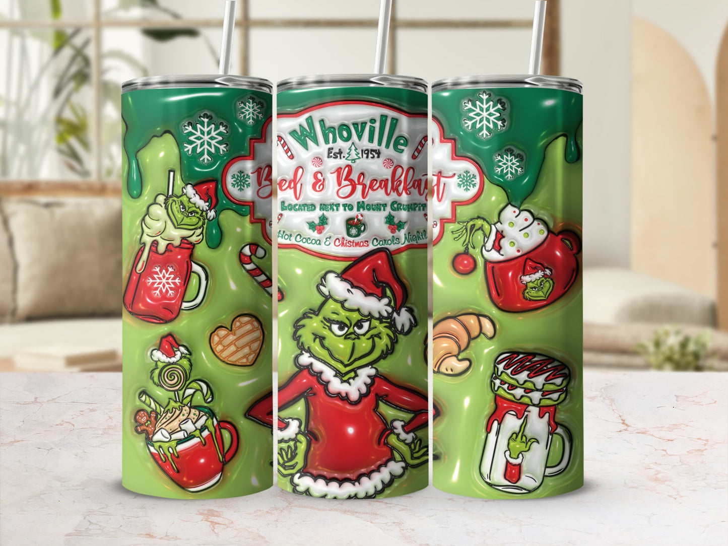 Whoville Grinch Christmas Hot Cocoa Themed Tumbler Product