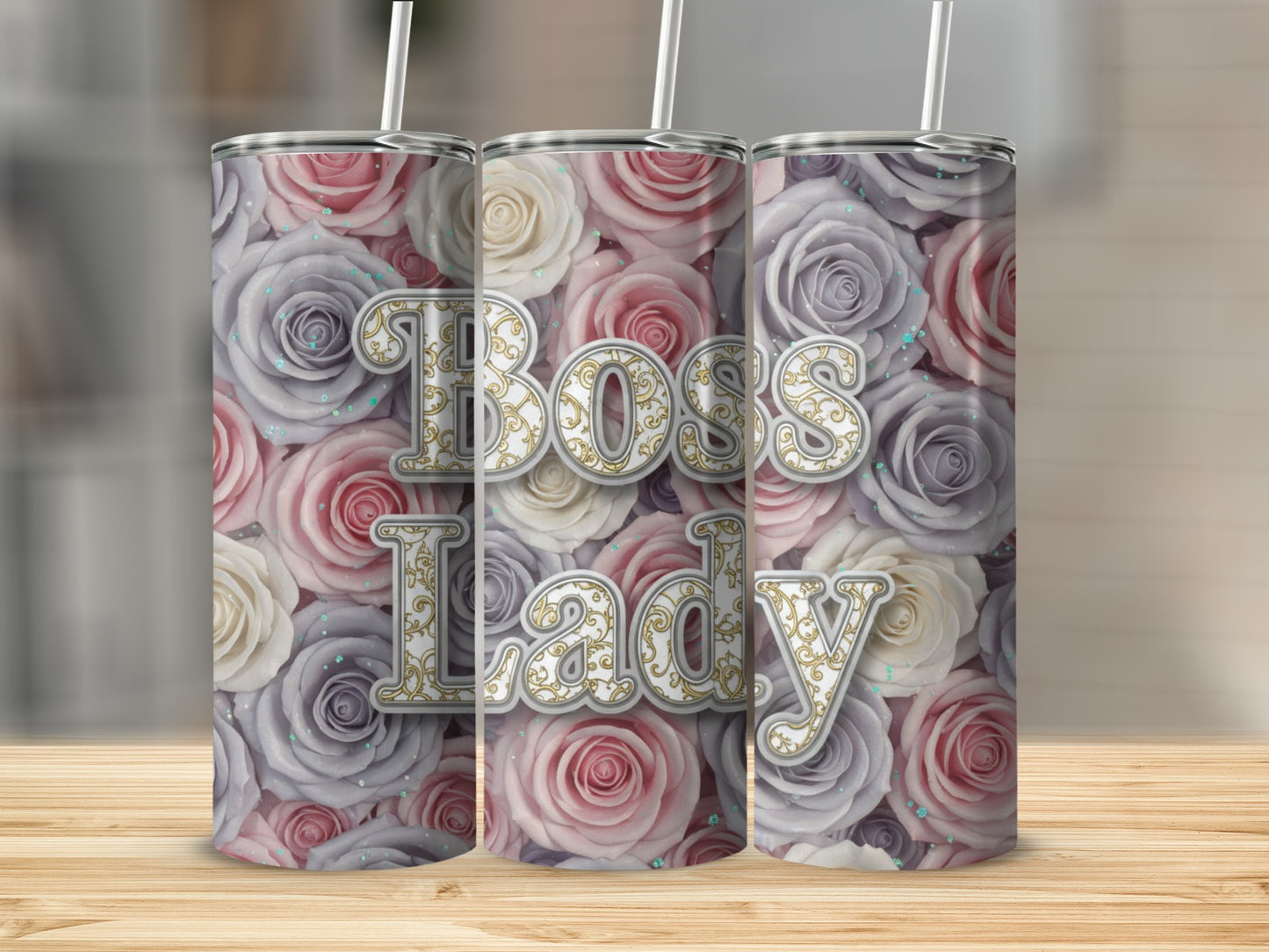 Boss Lady Insulated Tumbler with Floral Design