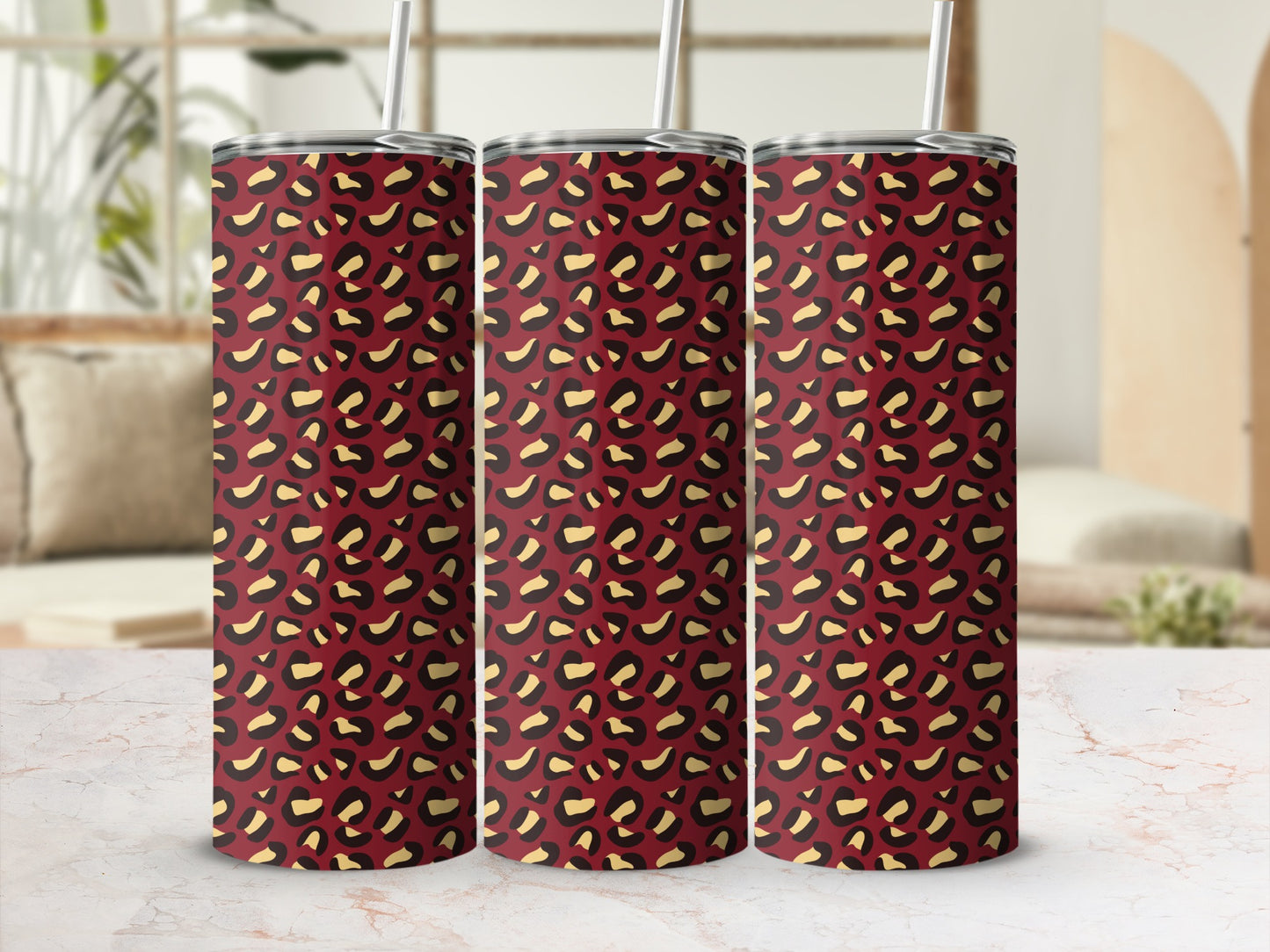 Leopard Print Tumbler Cups Stylish Animal Pattern Design