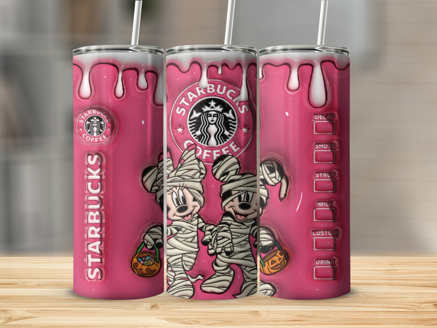 Halloween Mickey and Minnie Starbucks Tumbler