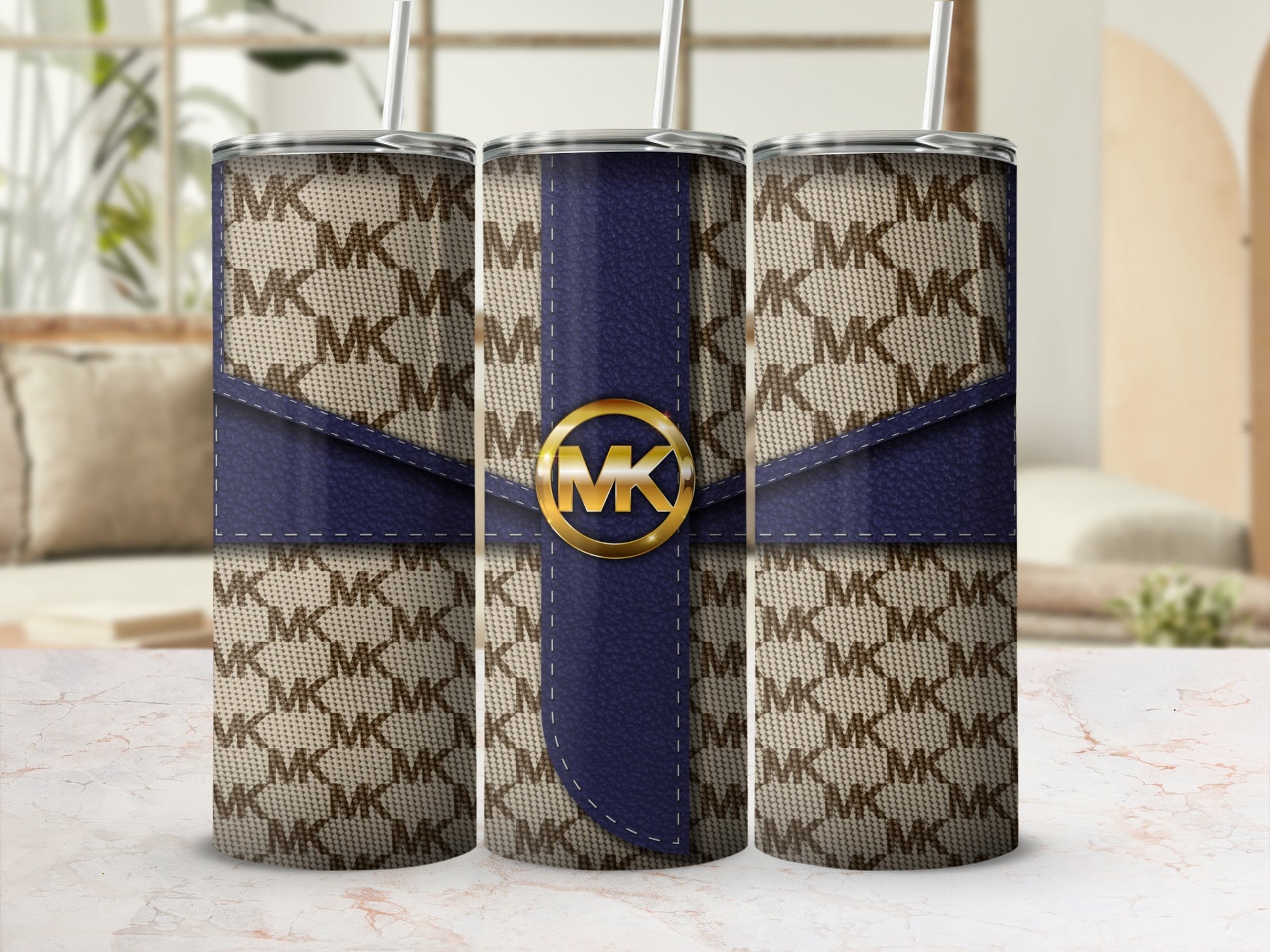 Stylish MK Patterned Design Stainless Steel Tumbler