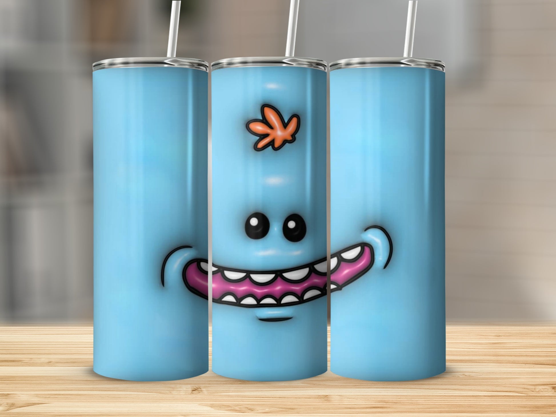 Cute Smile Face Blue Tumbler for Everyday Use