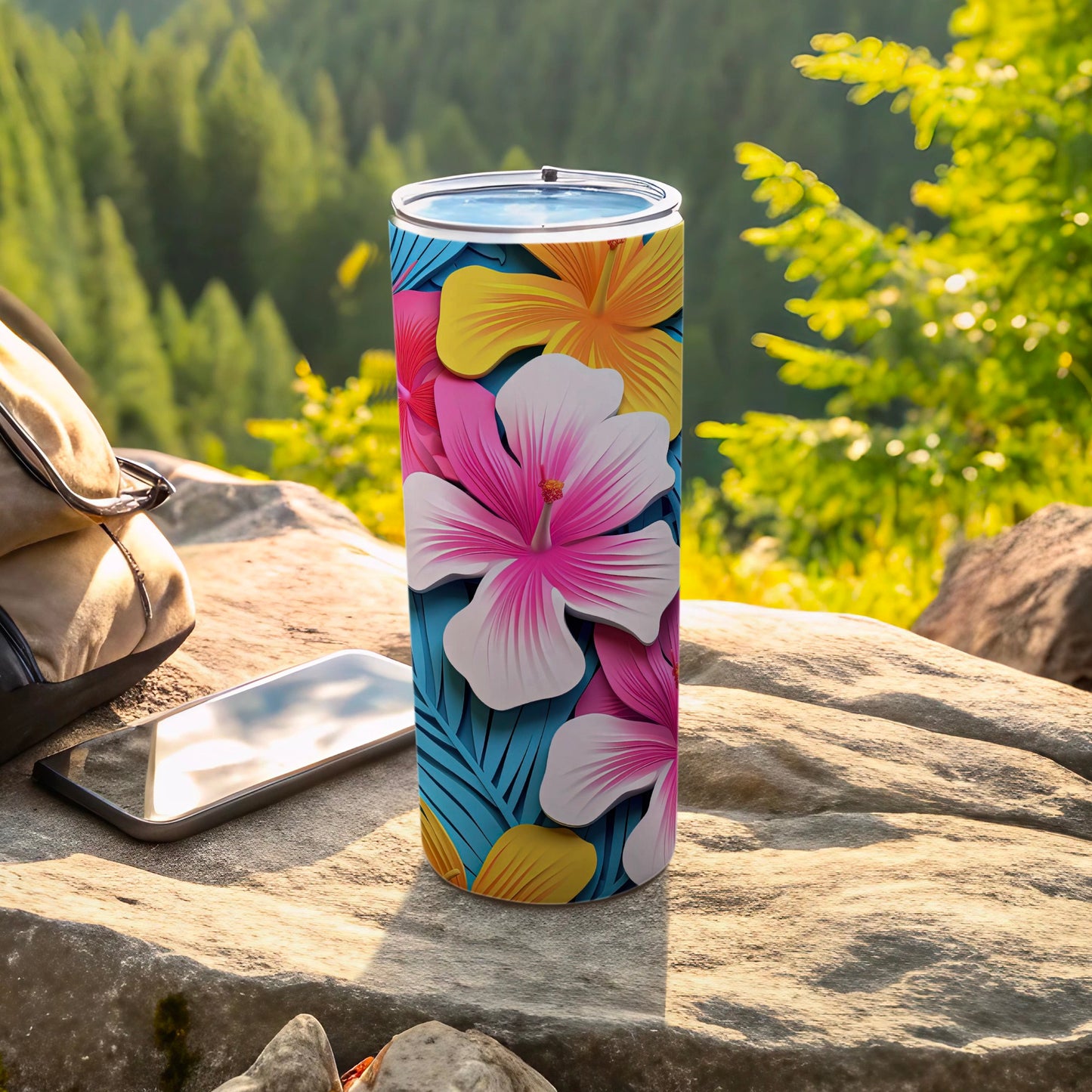 Vibrant Floral Print Tumbler for Outdoor Adventures