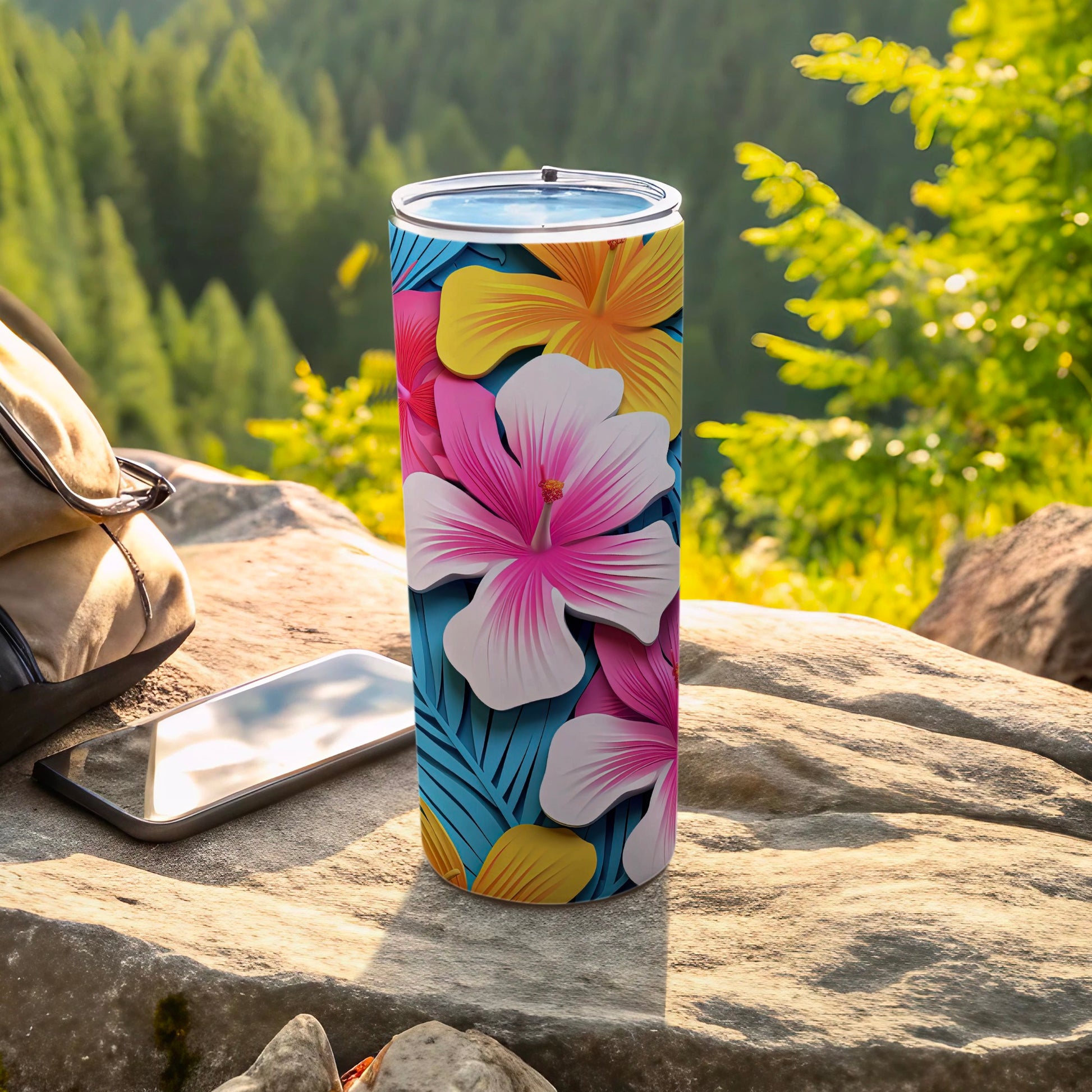 Vibrant Floral Print Tumbler for Outdoor Adventures