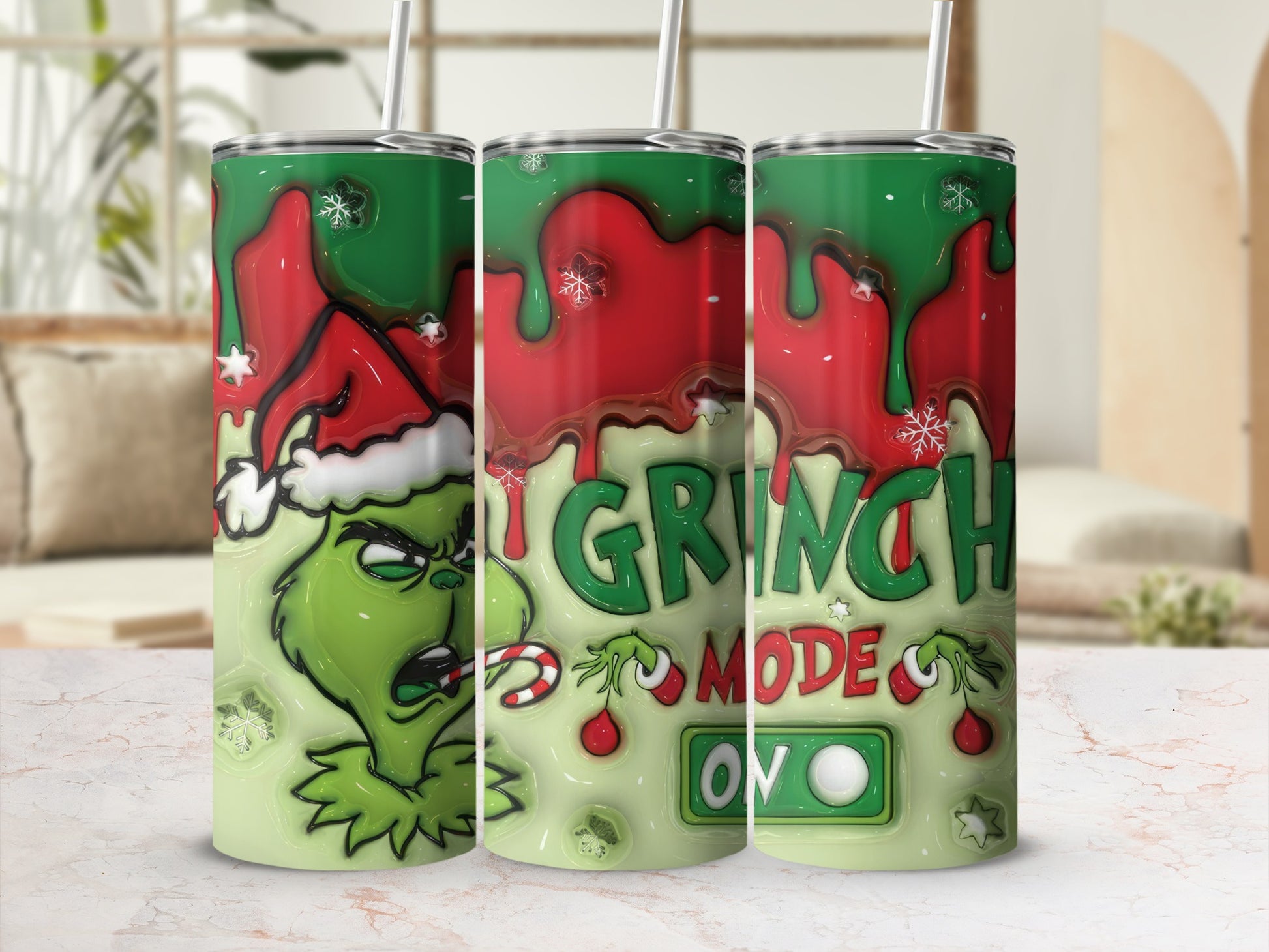 Grinch Mode ON Christmas Design Travel Tumbler