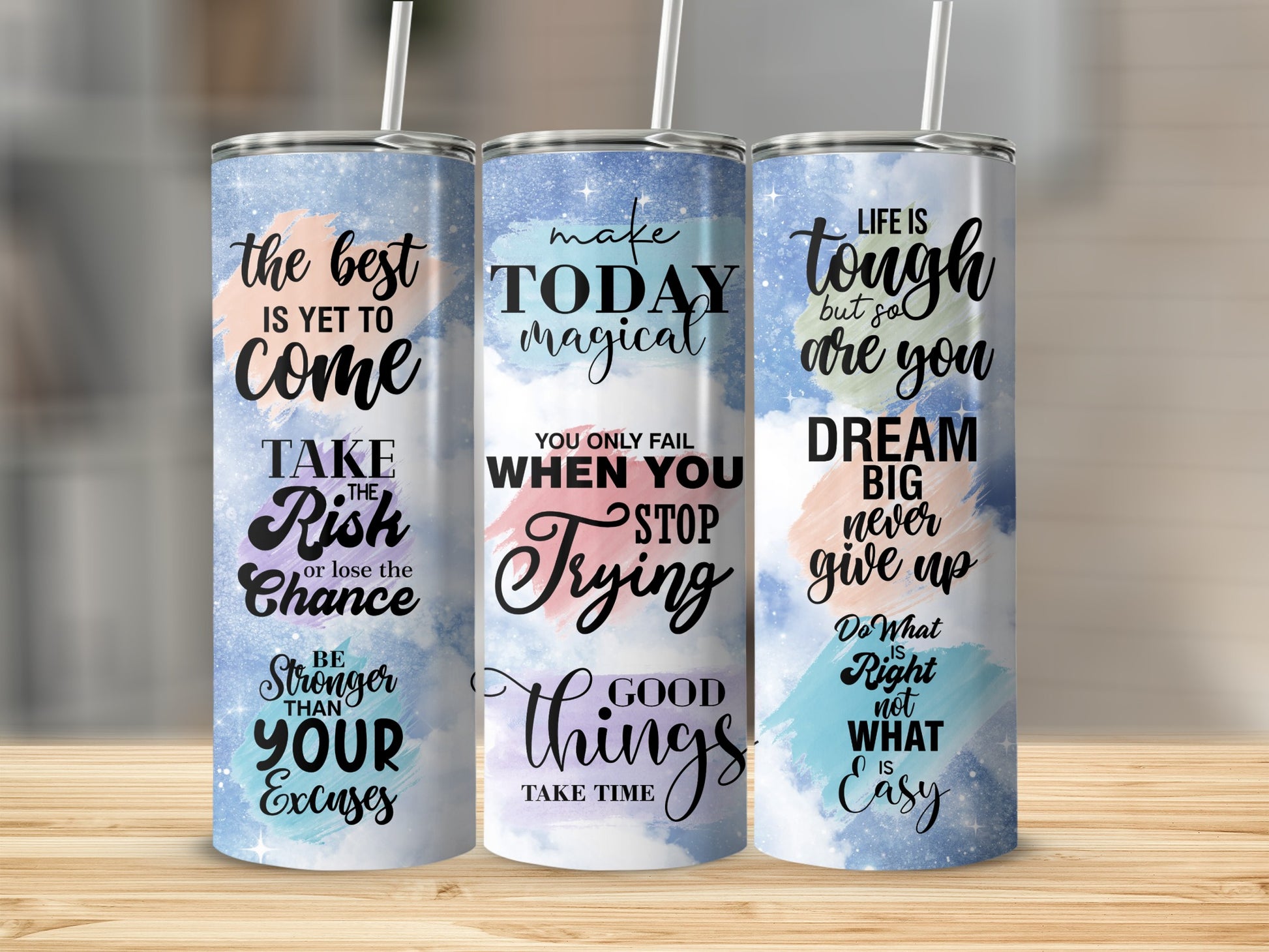 Motivational Quotes Travel Tumblers Set for Daily Inspiration