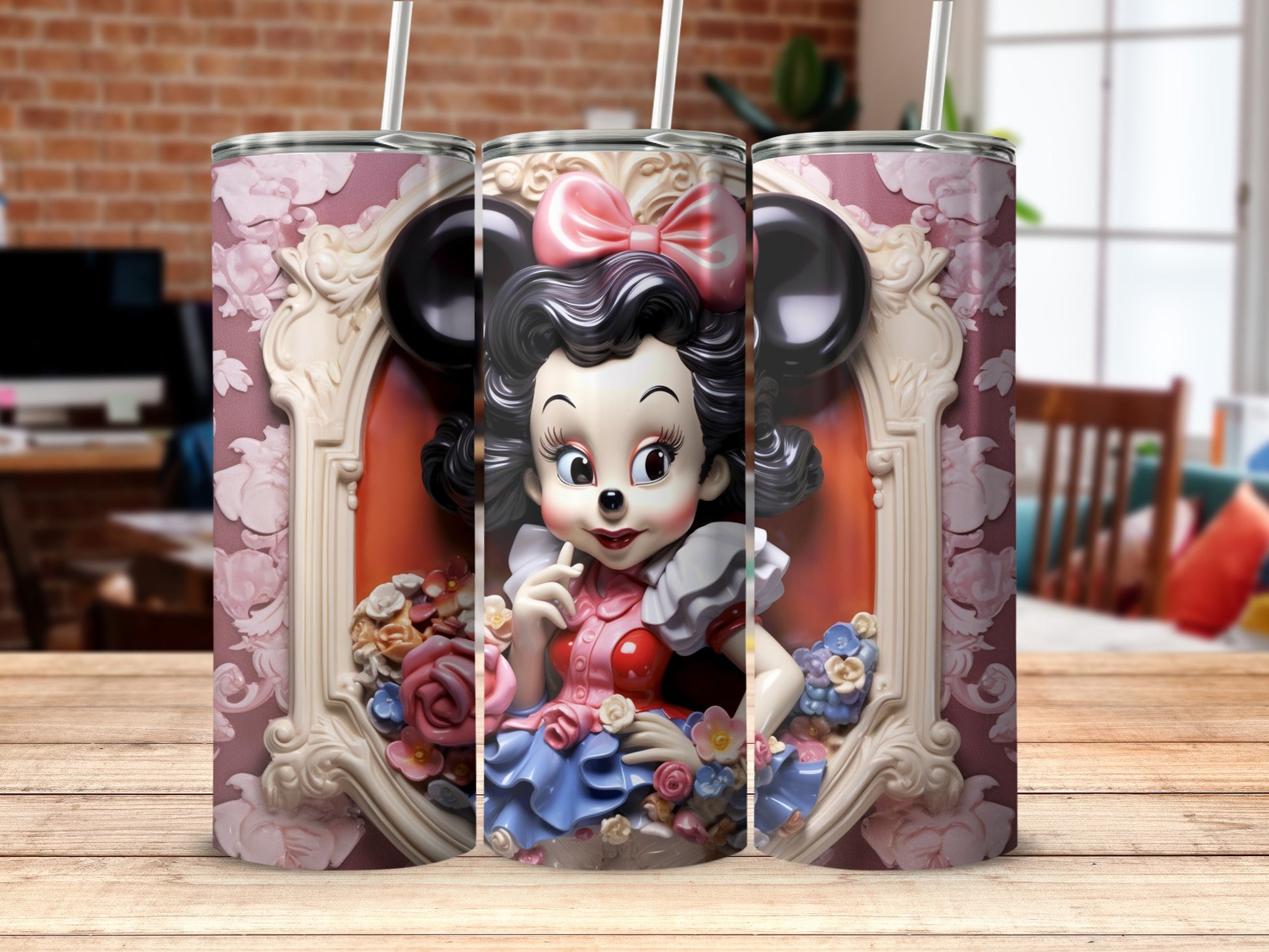 Vintage Classic Mickey Mouse Tumbler Cup with Straw