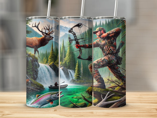 Outdoor Hunting and Fishing Adventure Tumbler Cup