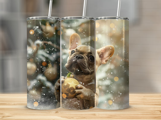 Cute French Bulldog Christmas Tumbler Winter Drinkware