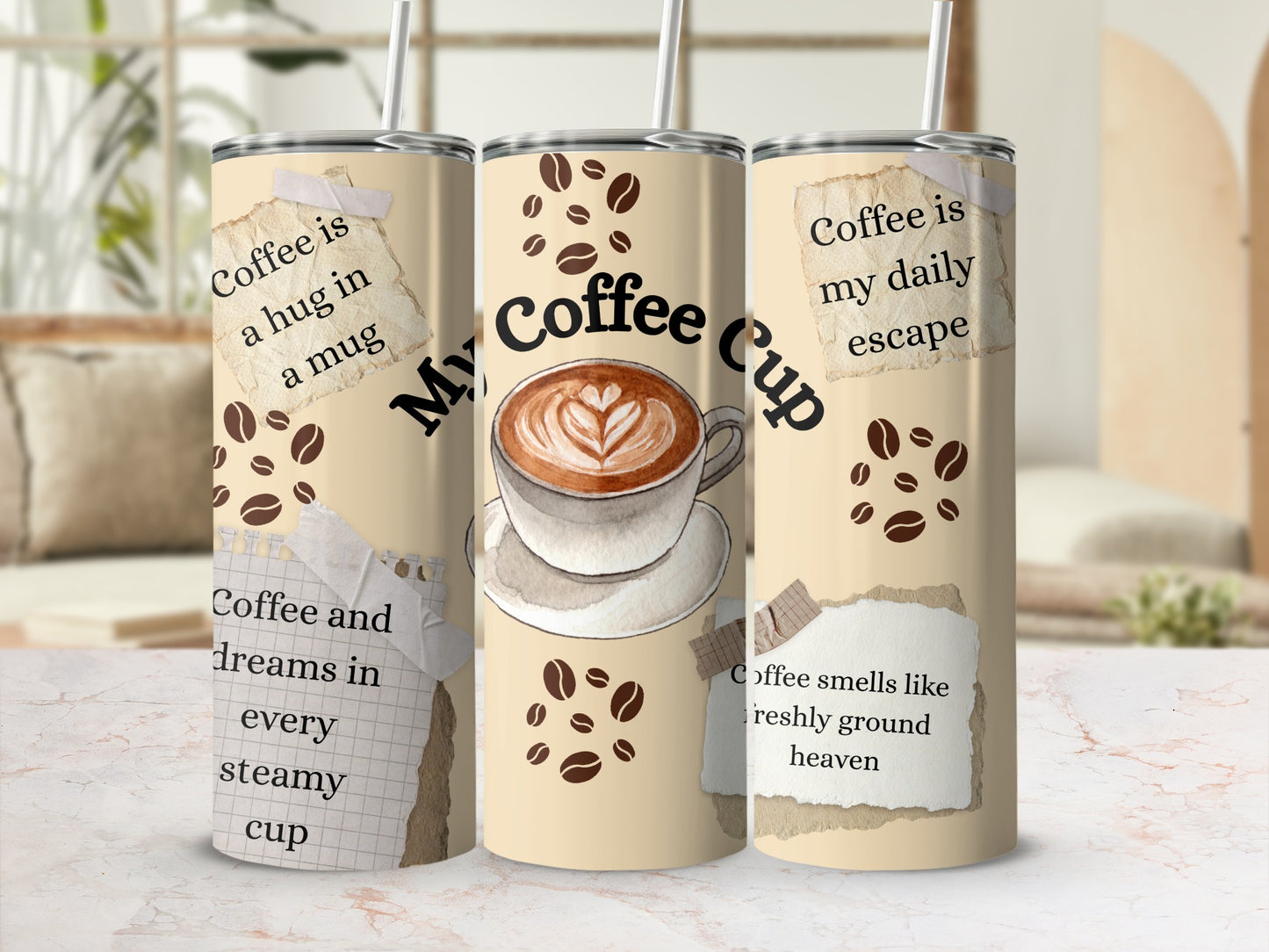 Coffee is a Hug in a Mug Artistic Travel Tumbler Cup